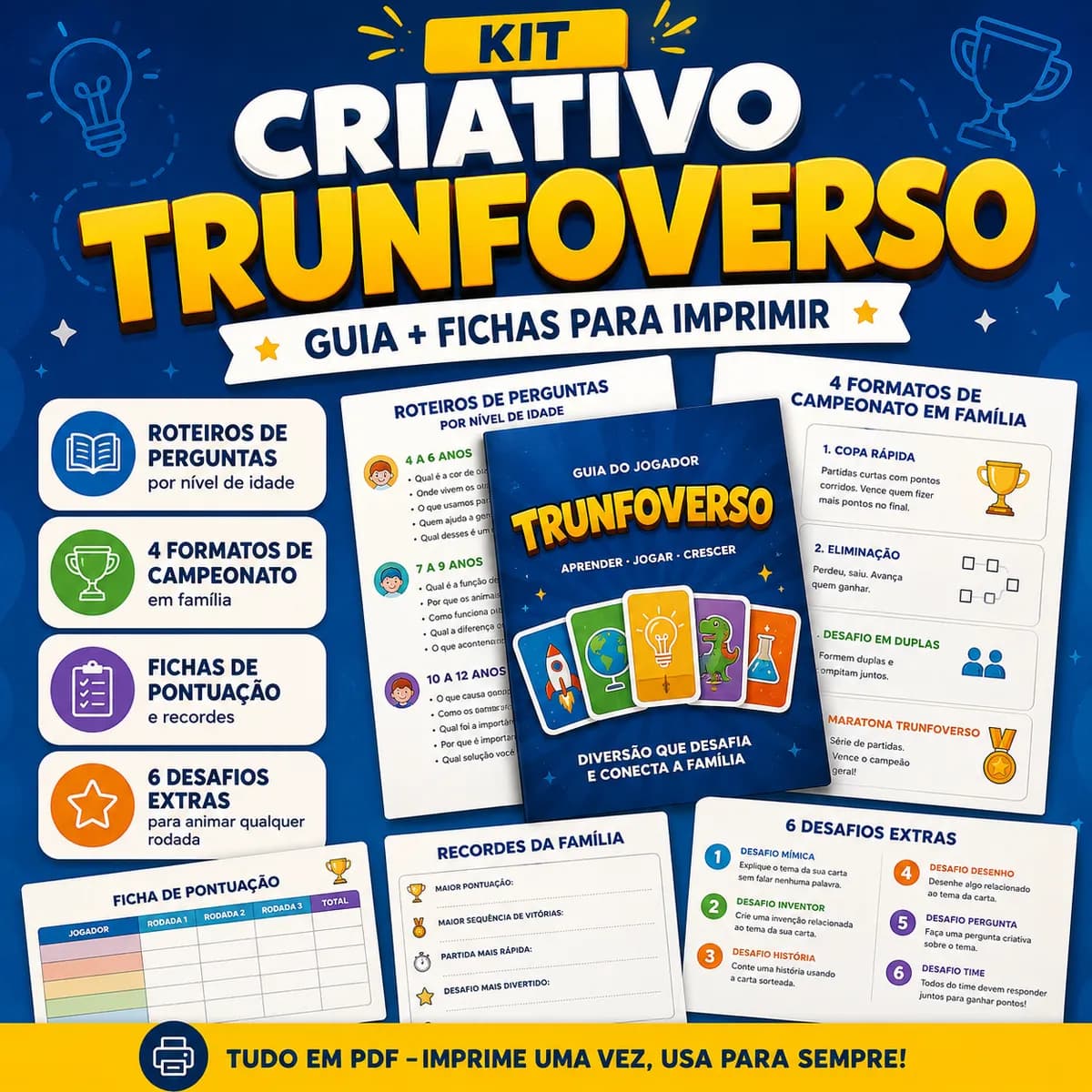 Kit Criativo Trunfoverso — Guia + Fichas para Imprimir